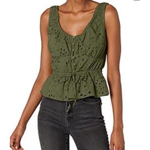 Guess Sleeveless Larisen Top Lichen Leaf Green Multi